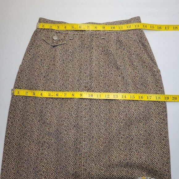 Vivaldi Jeanswear Vintage Classic Brown Herringbone Denim Midi Skirt 80s - Picture 12 of 13